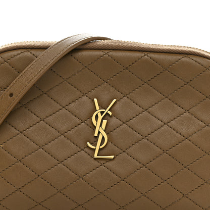 Saint Laurent Lambskin Quilted Gaby Zipped Pouch Dark Cork 8 of 11
