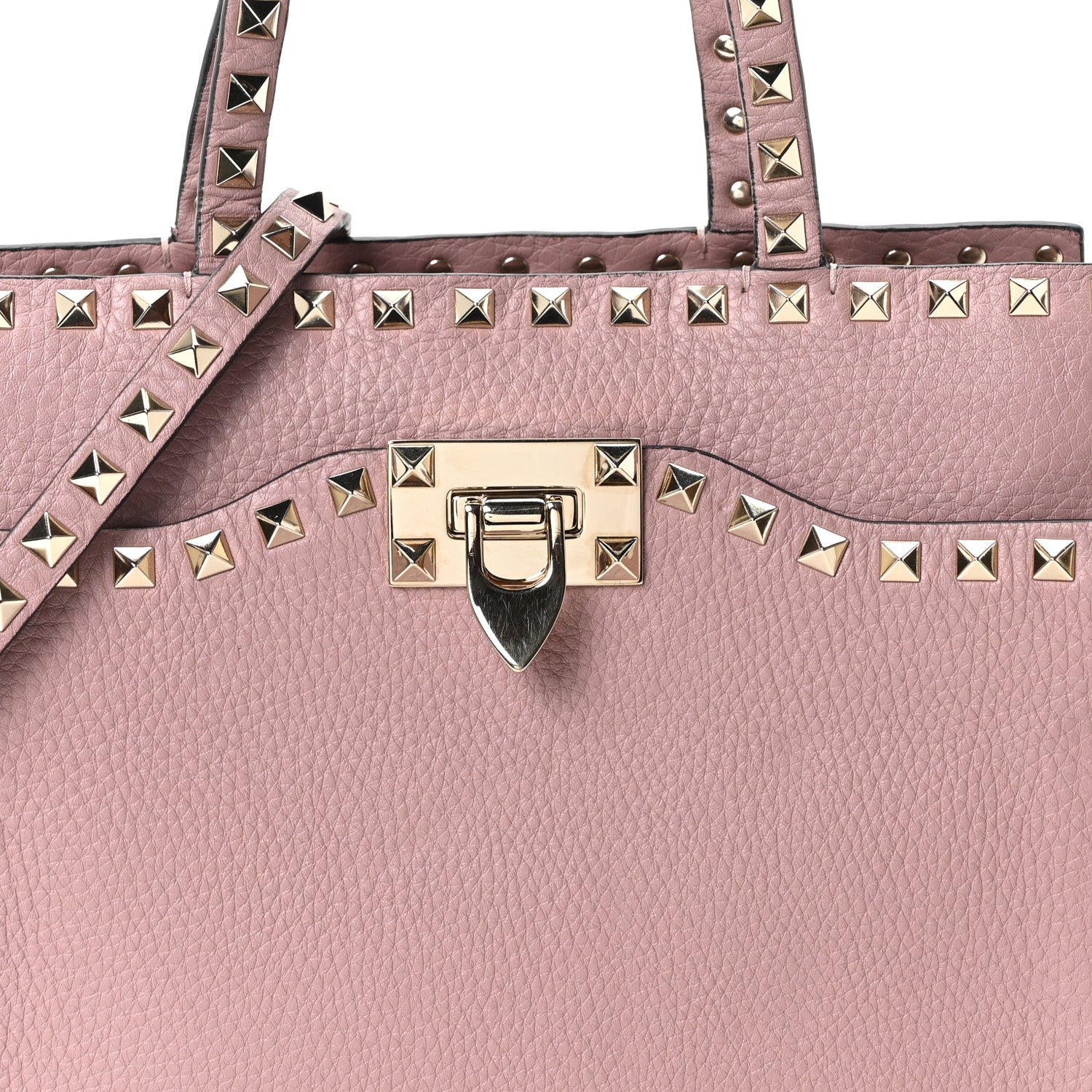 Valentino Garavani Grained Calfskin Rockstud Flip Lock Tote Lipstick 12 of 17