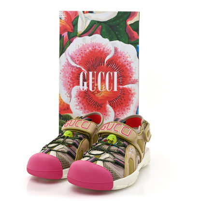 Gucci Mesh Fabric Tinsel Sport Sandals 38 Loess Sand Box Pink 9 of 9