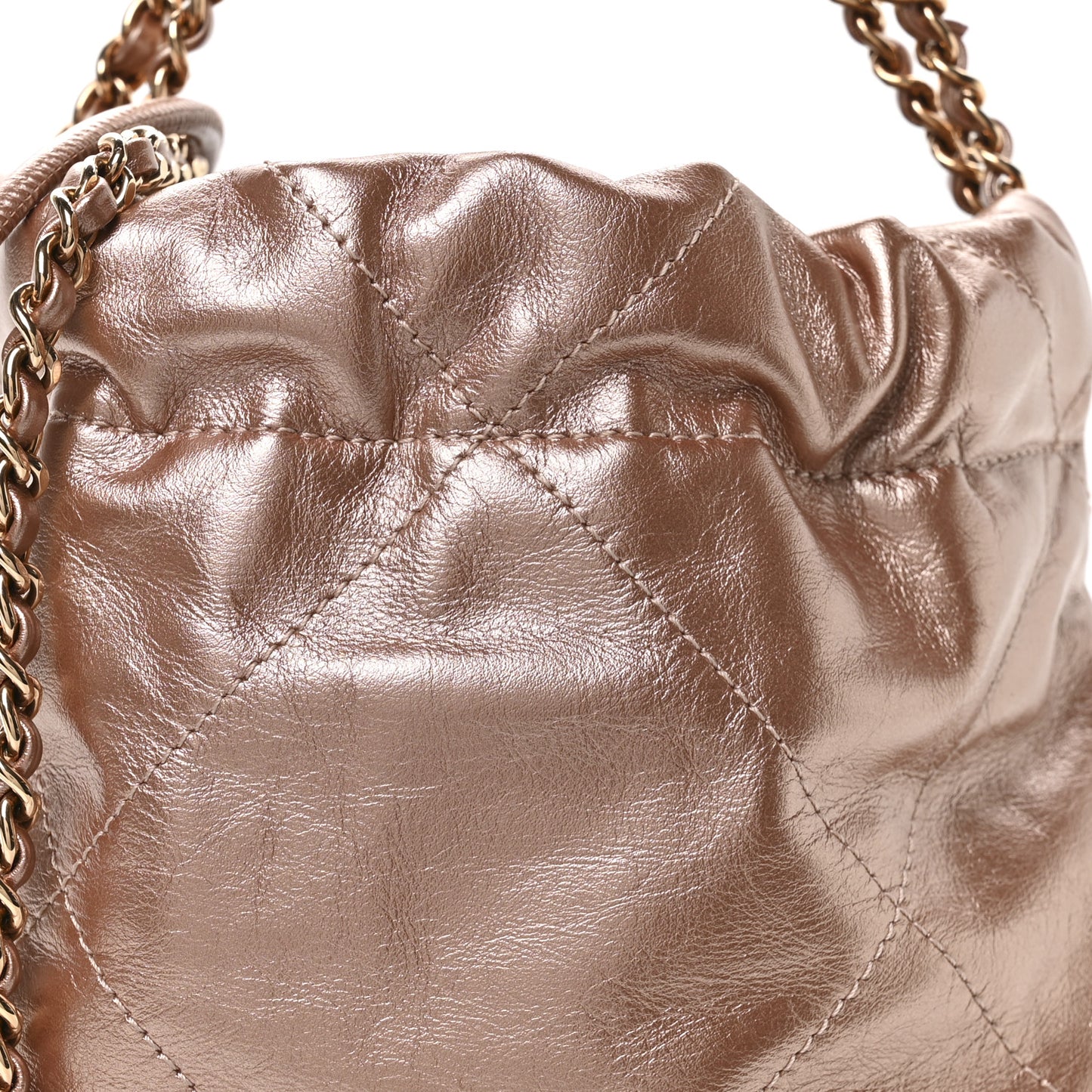Metallic Calfskin Quilted Mini Chanel 22 Copper