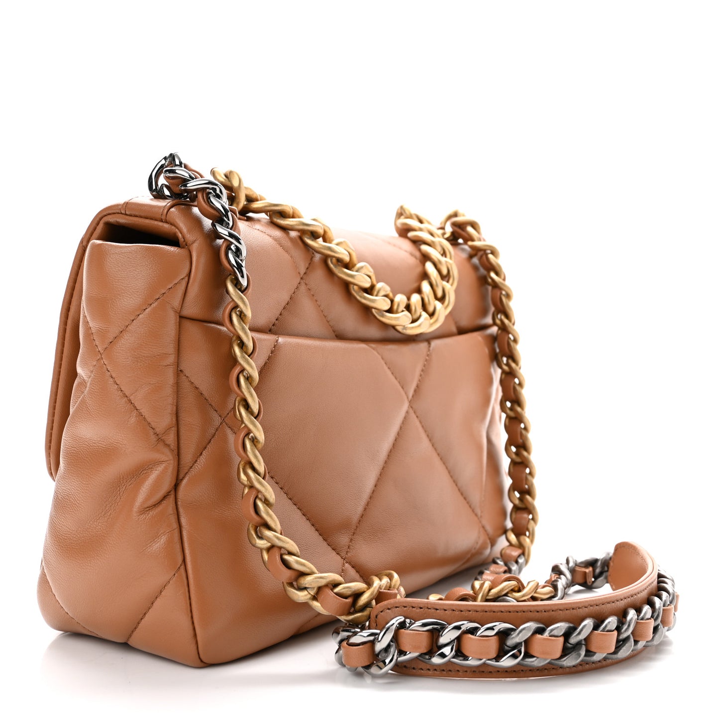 Lambskin Quilted Medium Chanel 19 Flap Brown