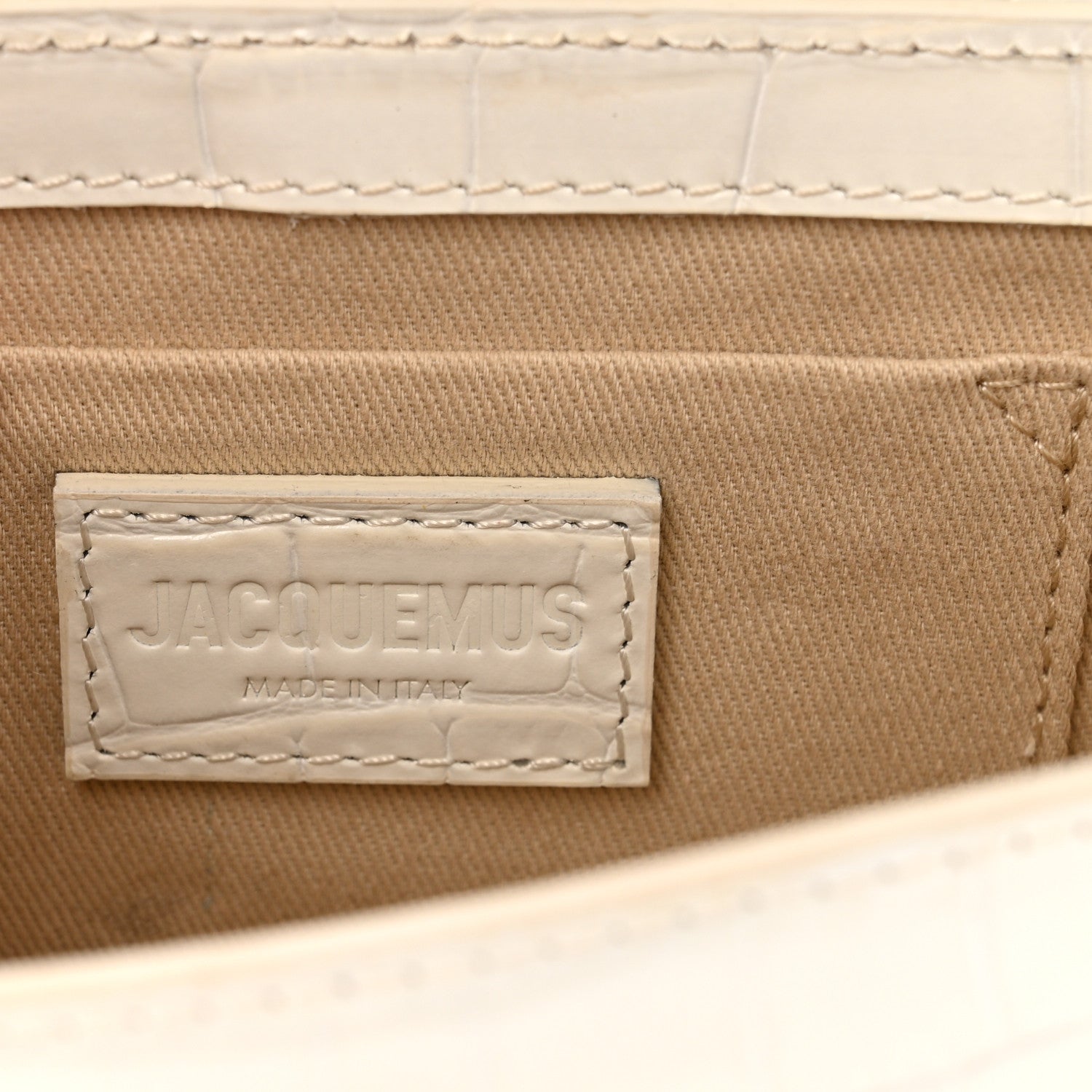 Jacquemus Calfskin Crocodile Embossed Le Chiquito Long White 6 of 13