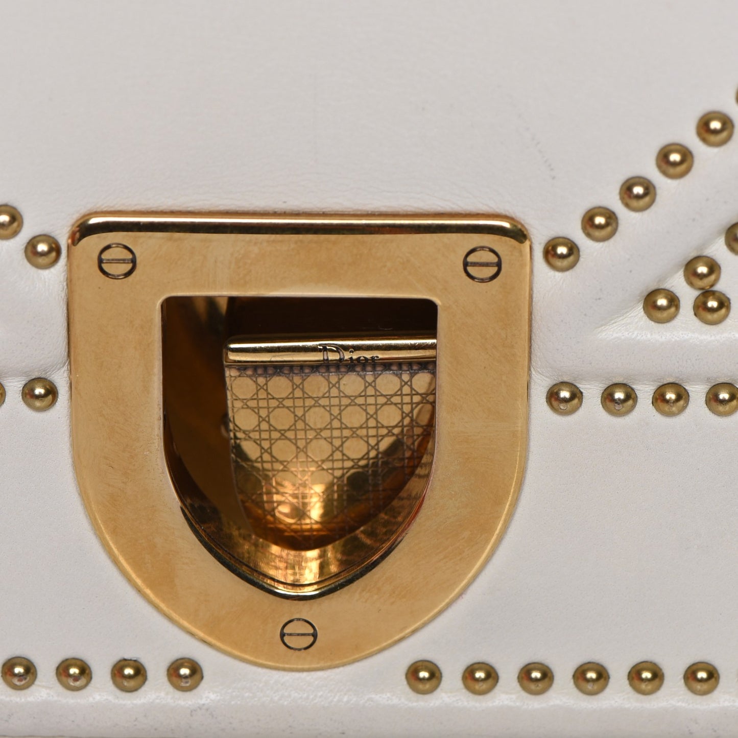 Lambskin Studded Medium Diorama Flap Bag Latte
