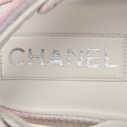 Chanel Printed Fabric Quilted Dad Sandals 36.5 Green Pink Blue 8 of 10