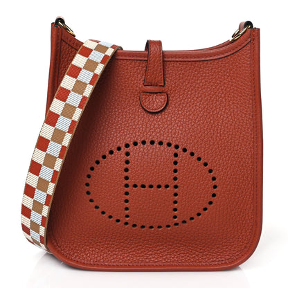 Hermes Taurillon Clemence Maxi Quadrille Evelyne TPM Cuivre Chai Nata Bleu Brume 1 of 11