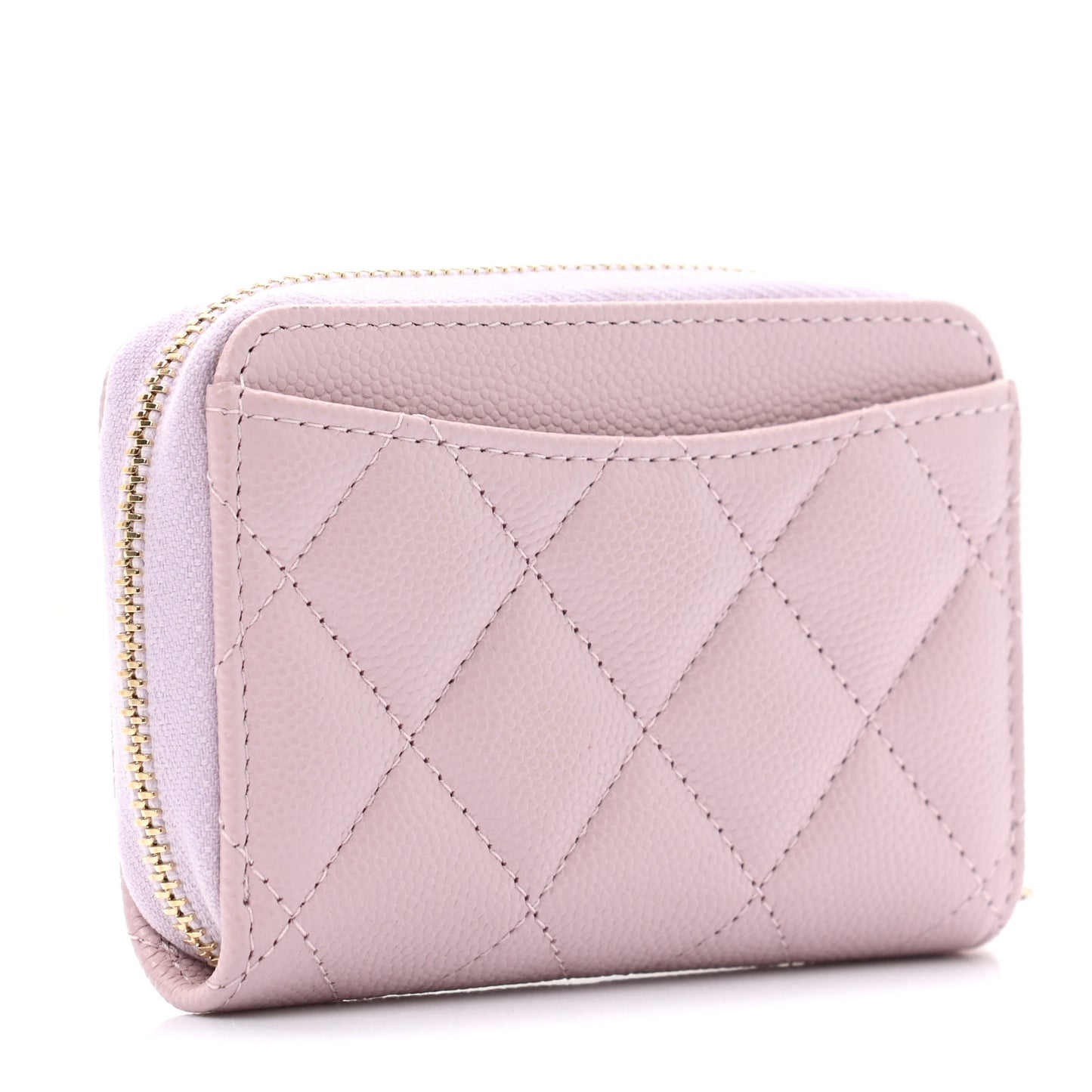 Caviar Quilted Zip Coin Purse Light Pink