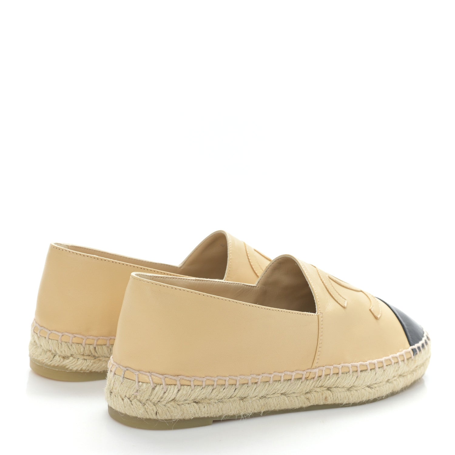 Chanel Lambskin CC Espadrilles 38 Beige Black 4 of 8