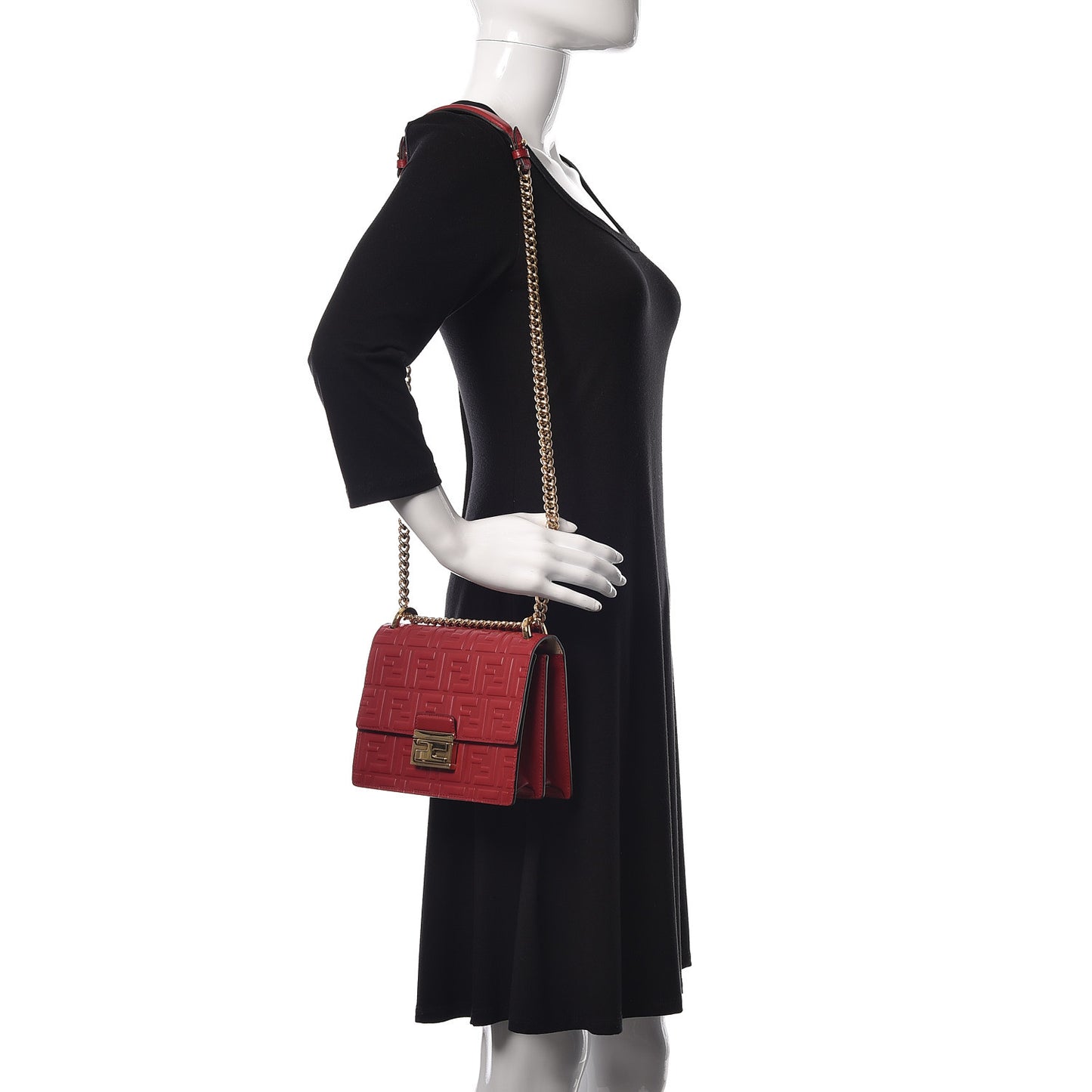 Vitello Liberty FF 1974 Embossed Small Kan U Shoulder Bag Fragola