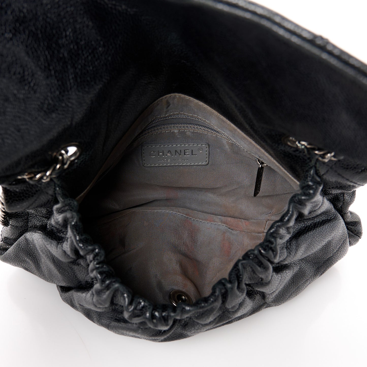 Caviar Quilted Medium Elastic Flap Black