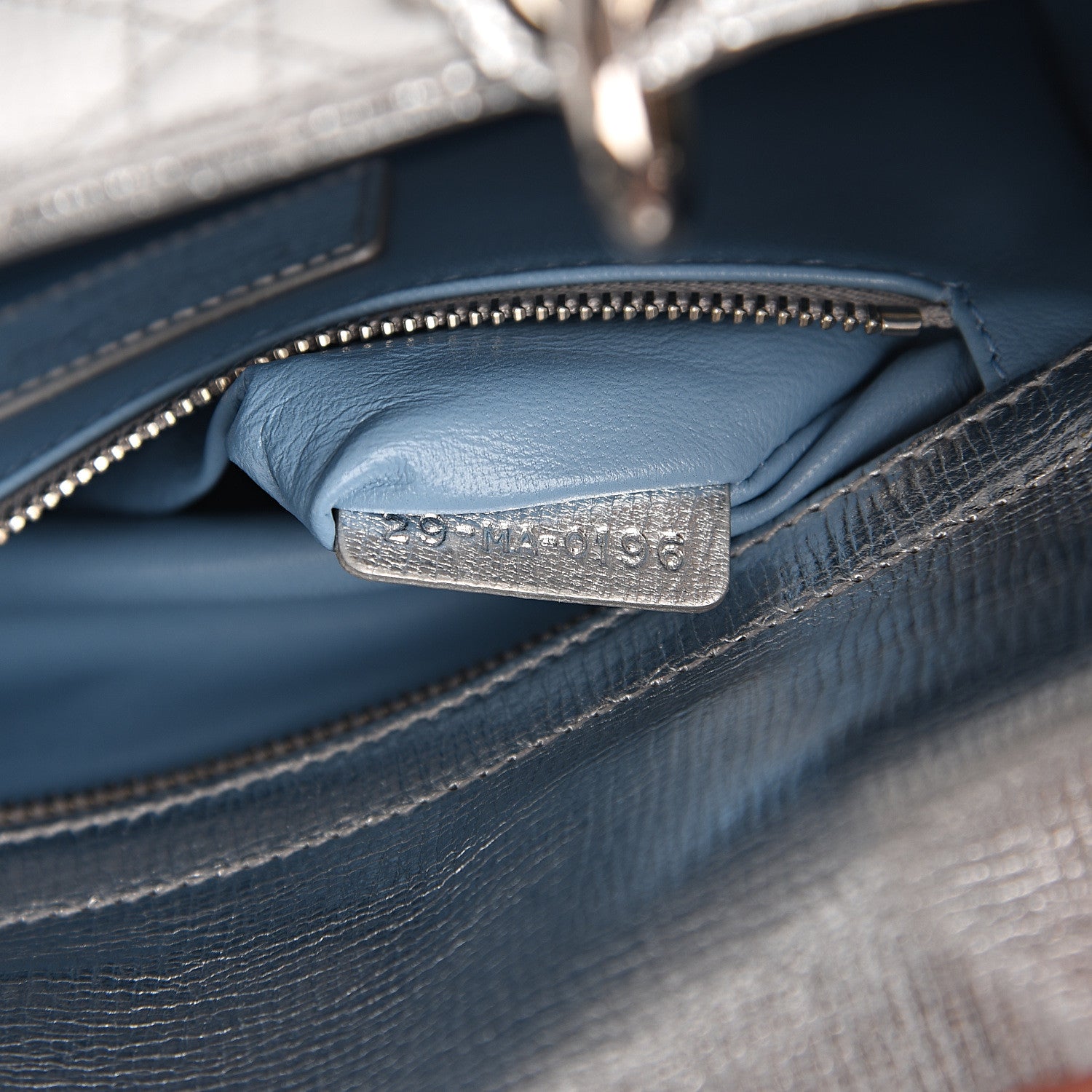 Christian Dior Metallic Grained Calfskin Cannage Small Lucky Badges My Lady Dior Silver 6 of 9