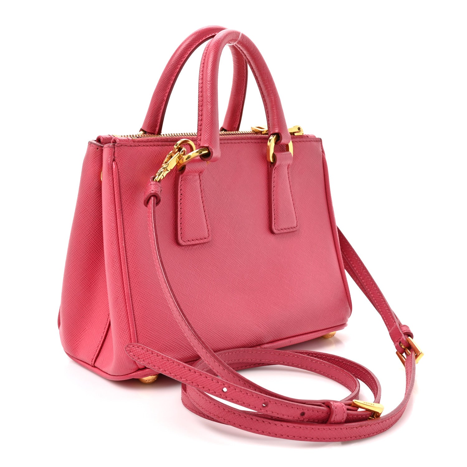 Prada Saffiano Lux Micro Galleria Double Zip Tote Fuxia 2 of 8