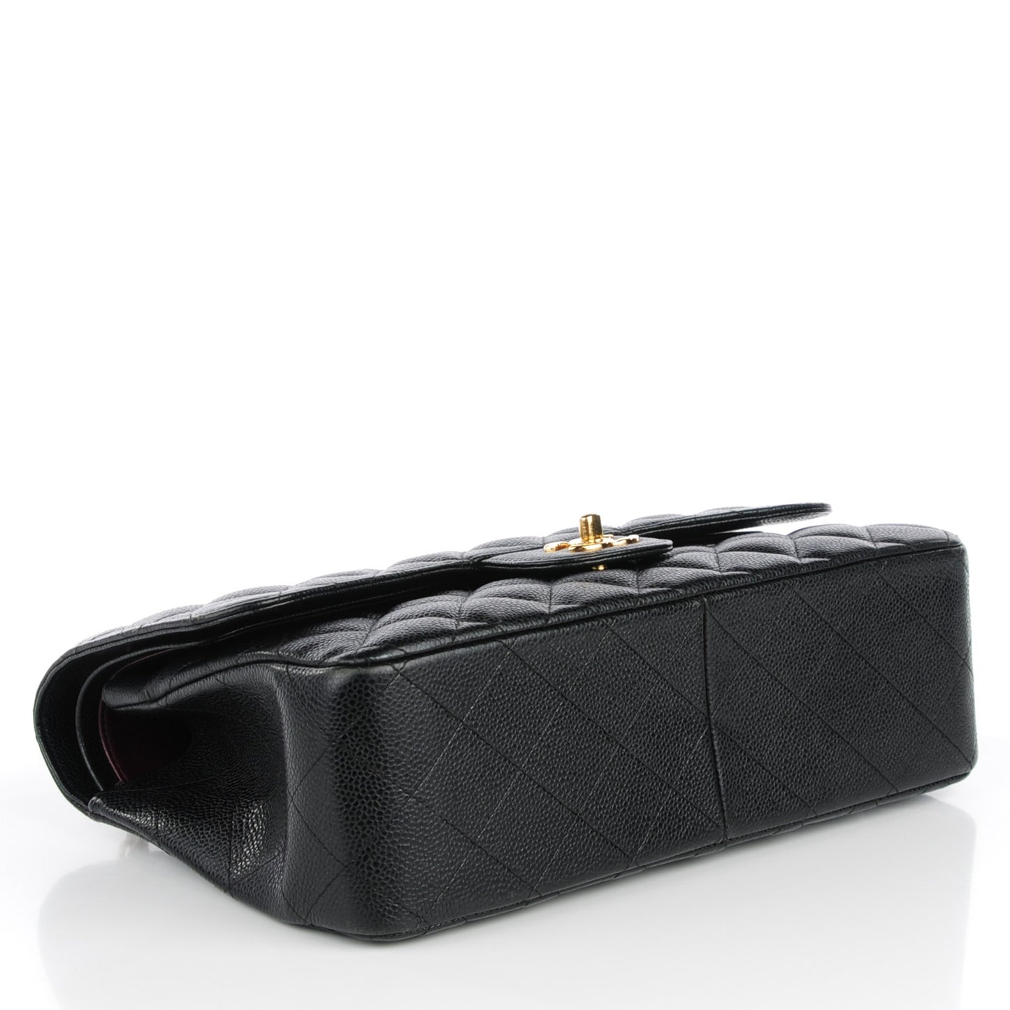 Caviar Quilted Jumbo Double Flap Black