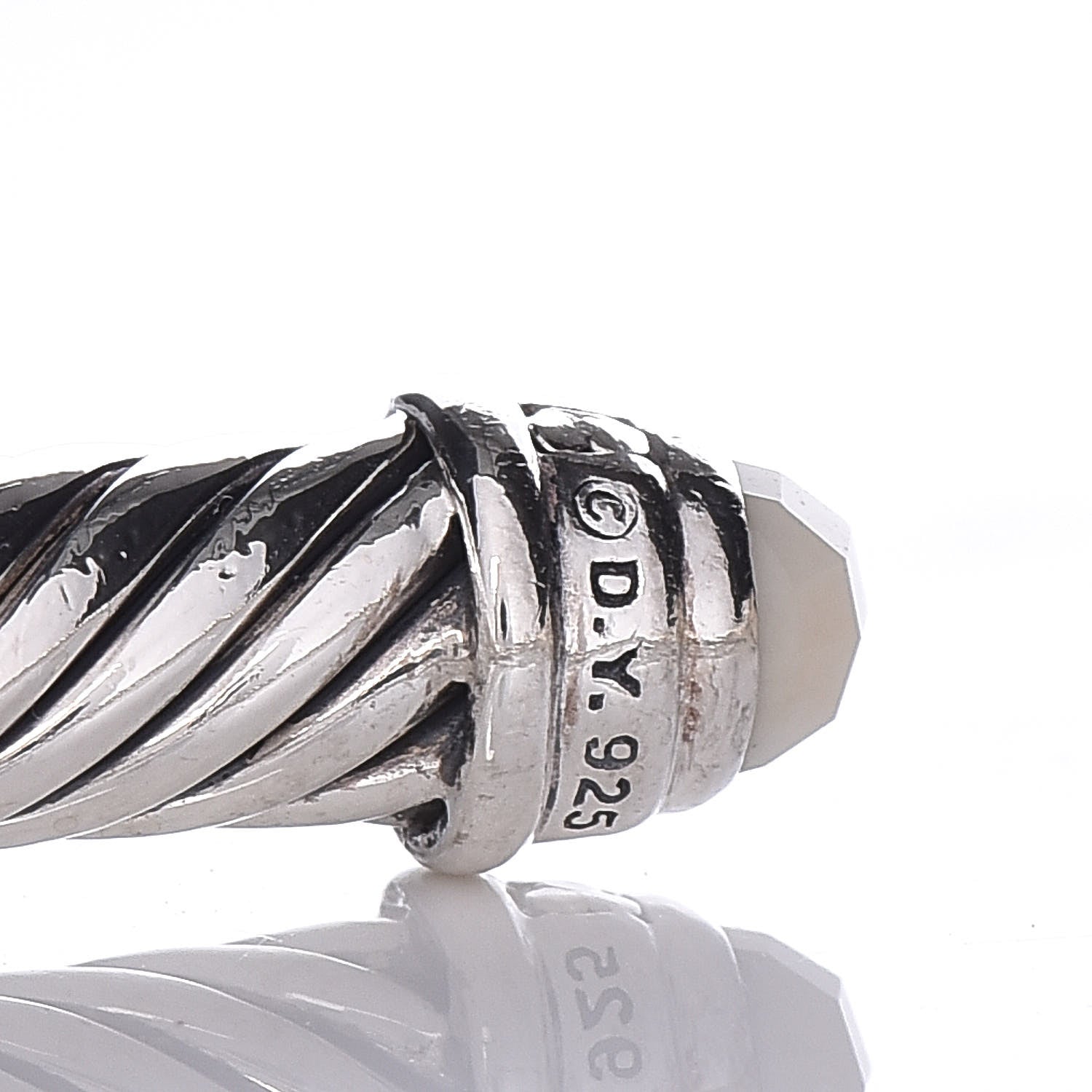 David Yurman Sterling Silver Diamond White Agate 5mm Cable Classics Bracelet 4 of 4