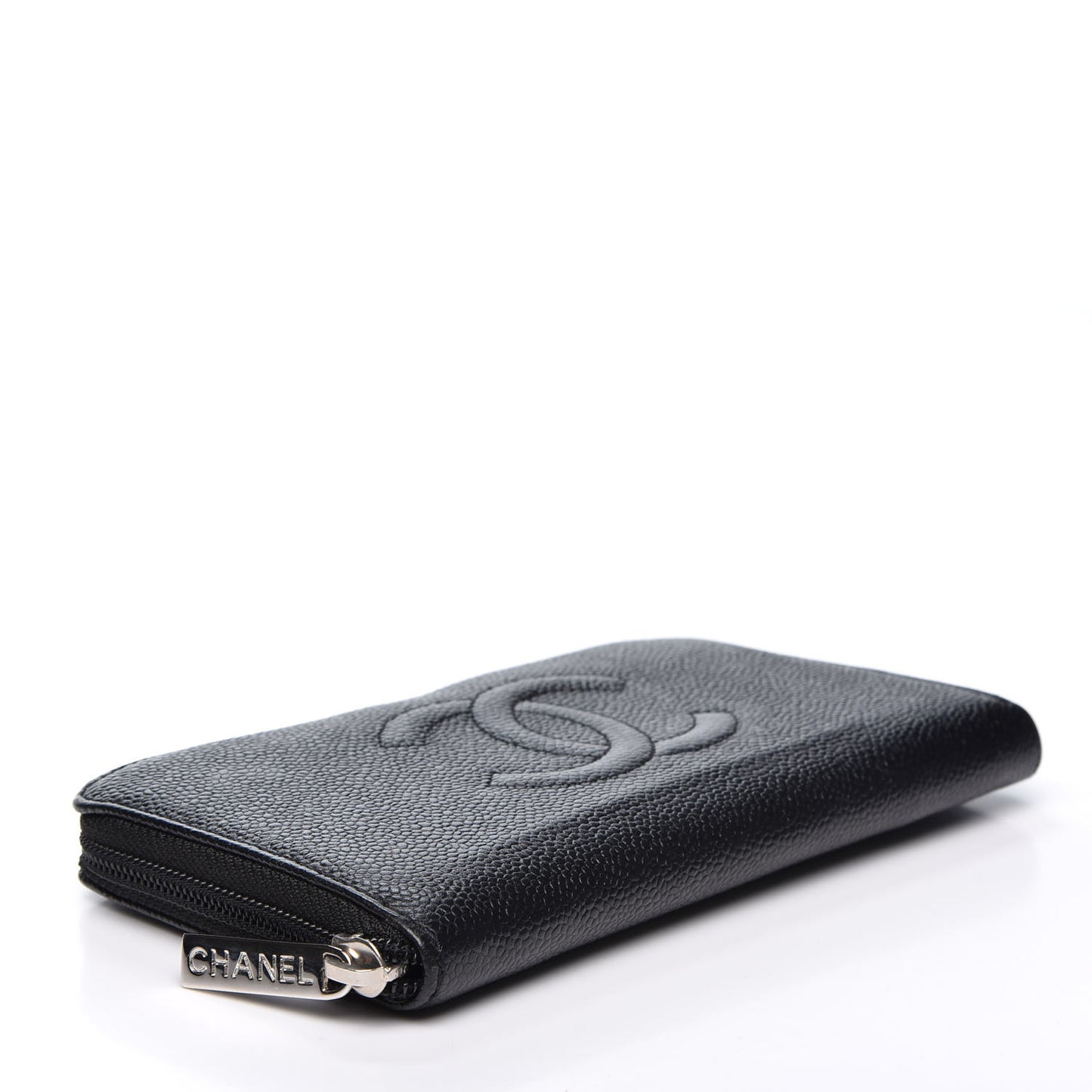 Caviar Large Timeless CC Zip Around Wallet Black