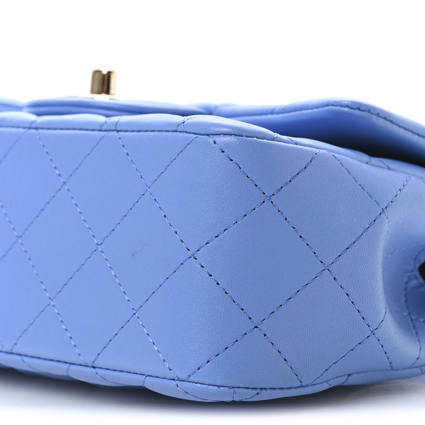 Lambskin Quilted Mini Top Handle Rectangular Flap Blue