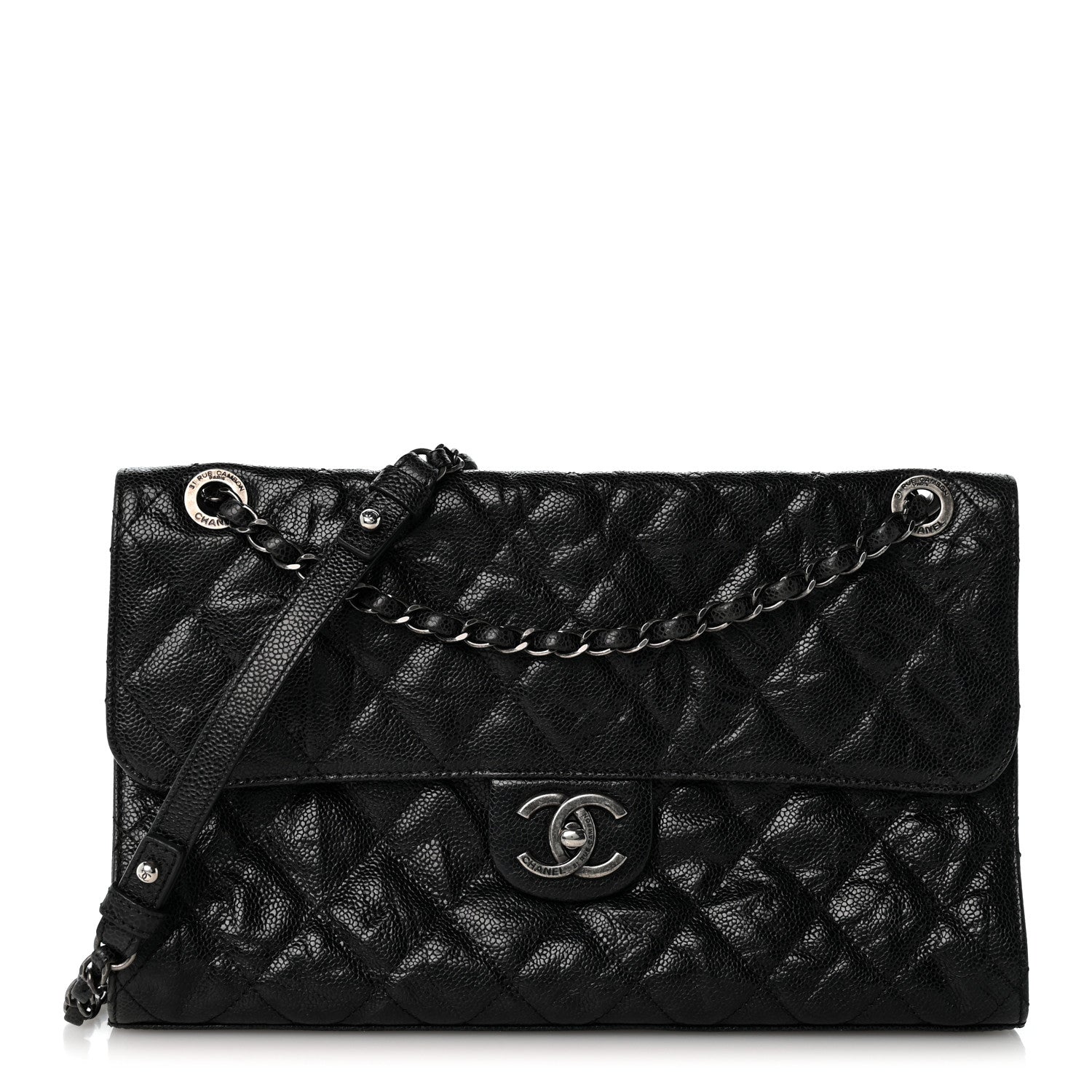 Chanel Crumpled Grained Calfskin Jumbo CC Crave Flap Black 1 of 12