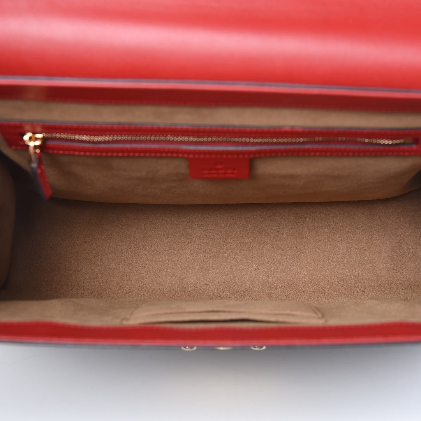GG Supreme Monogram Calfskin Medium Padlock Top Handle Bag Beige Hibiscus Red New Rosette