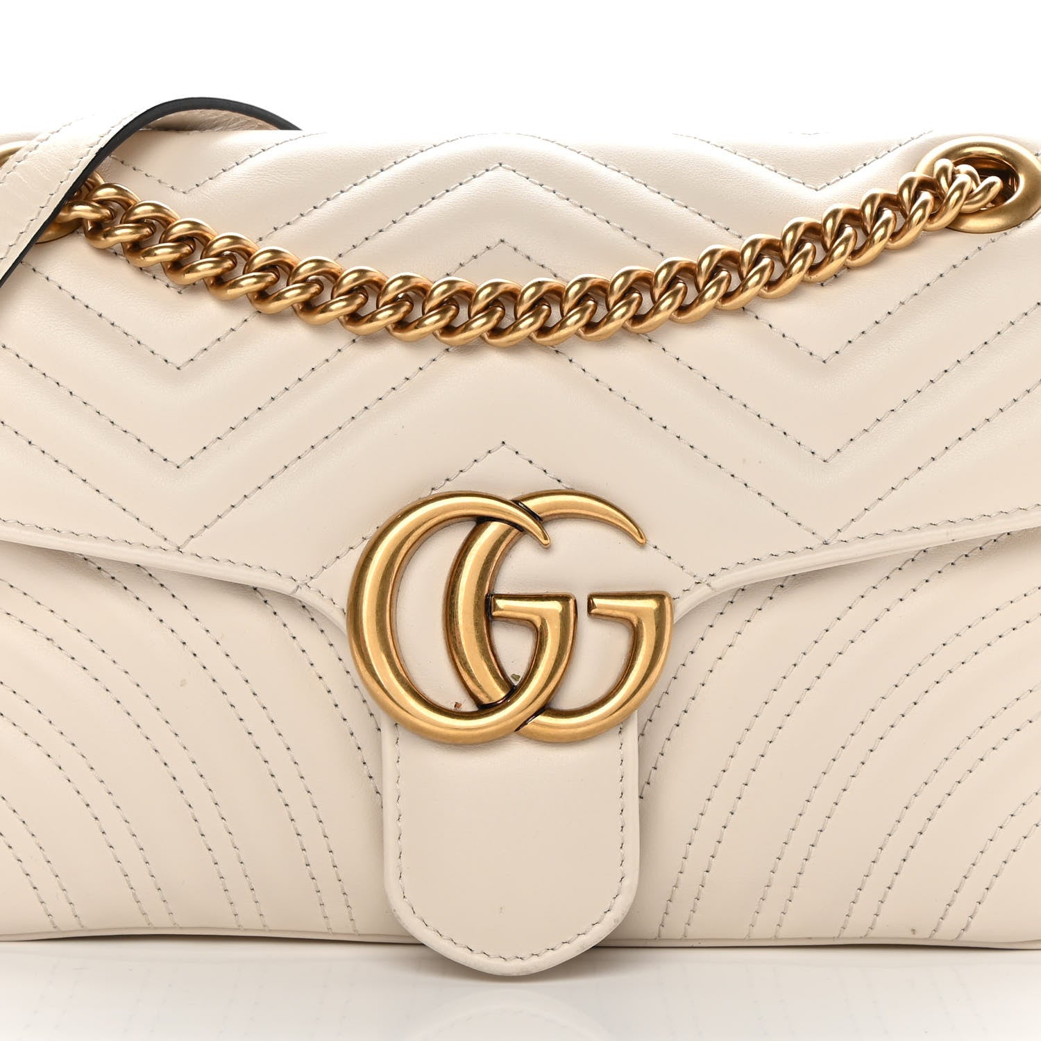 Gucci Calfskin Matelasse Small GG Marmont Shoulder Bag White 8 of 14