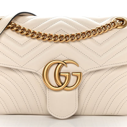 Gucci Calfskin Matelasse Small GG Marmont Shoulder Bag White 8 of 14