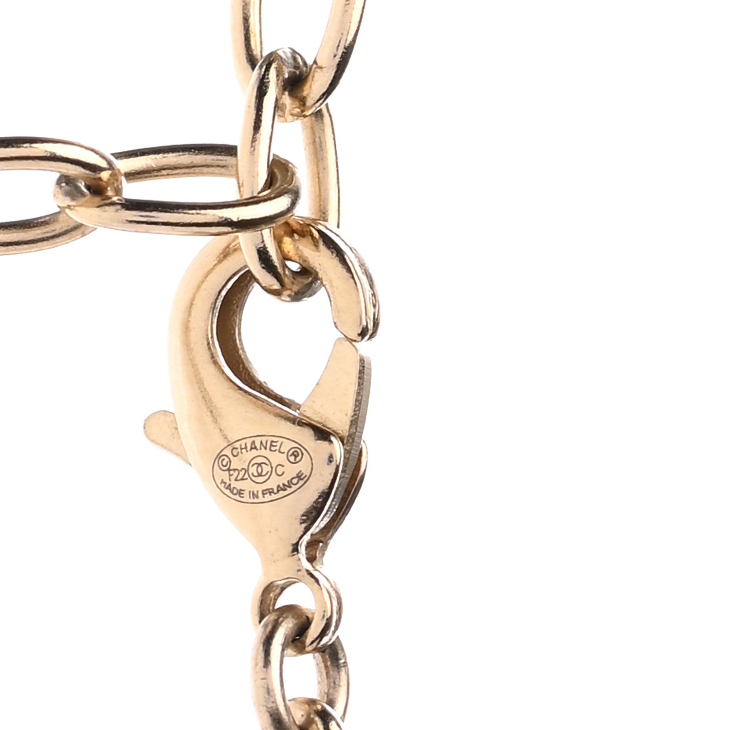 Chanel Crystal Textured CC Necklace Gold 6 of 7