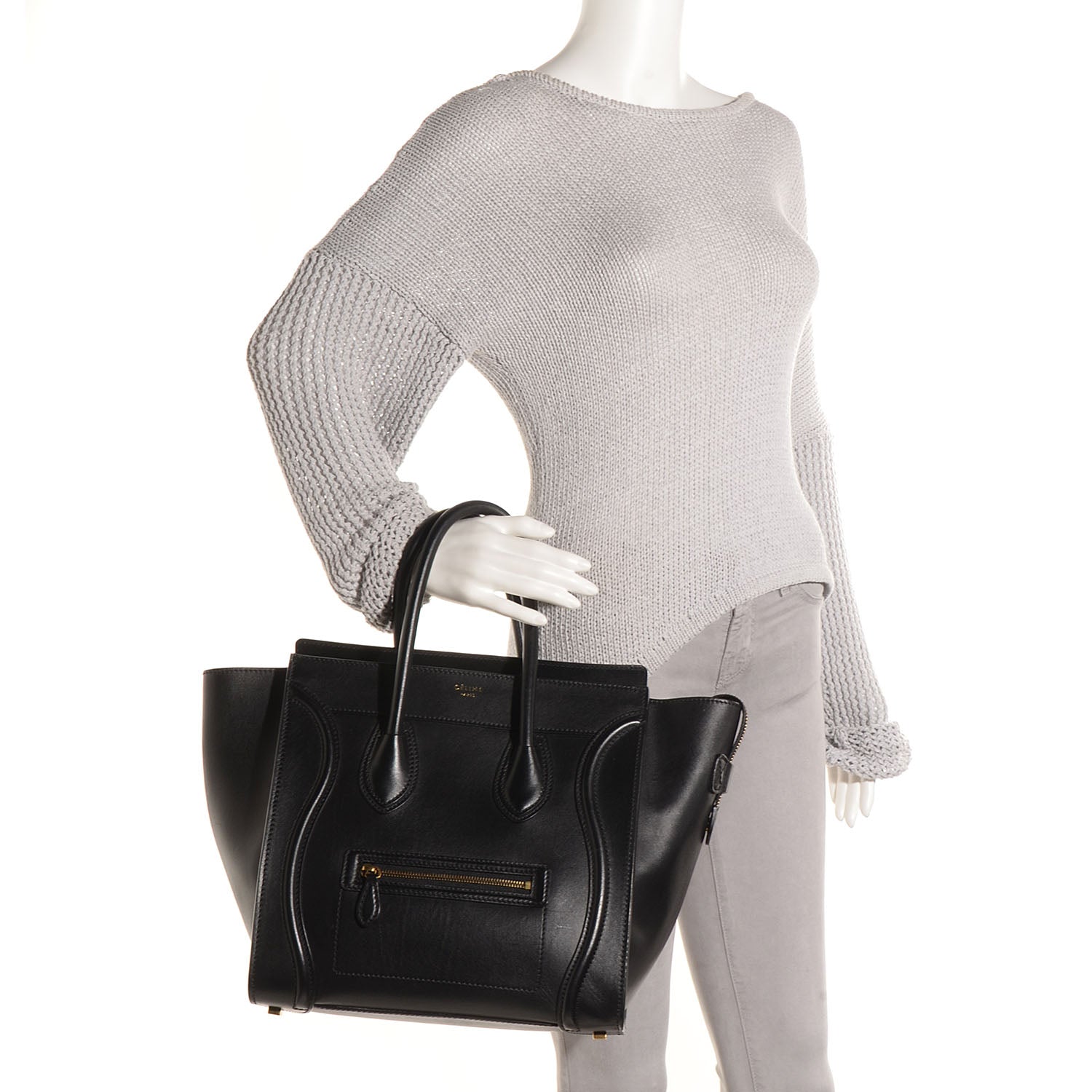 Celine Smooth Calfskin Mini Luggage Black 2 of 9