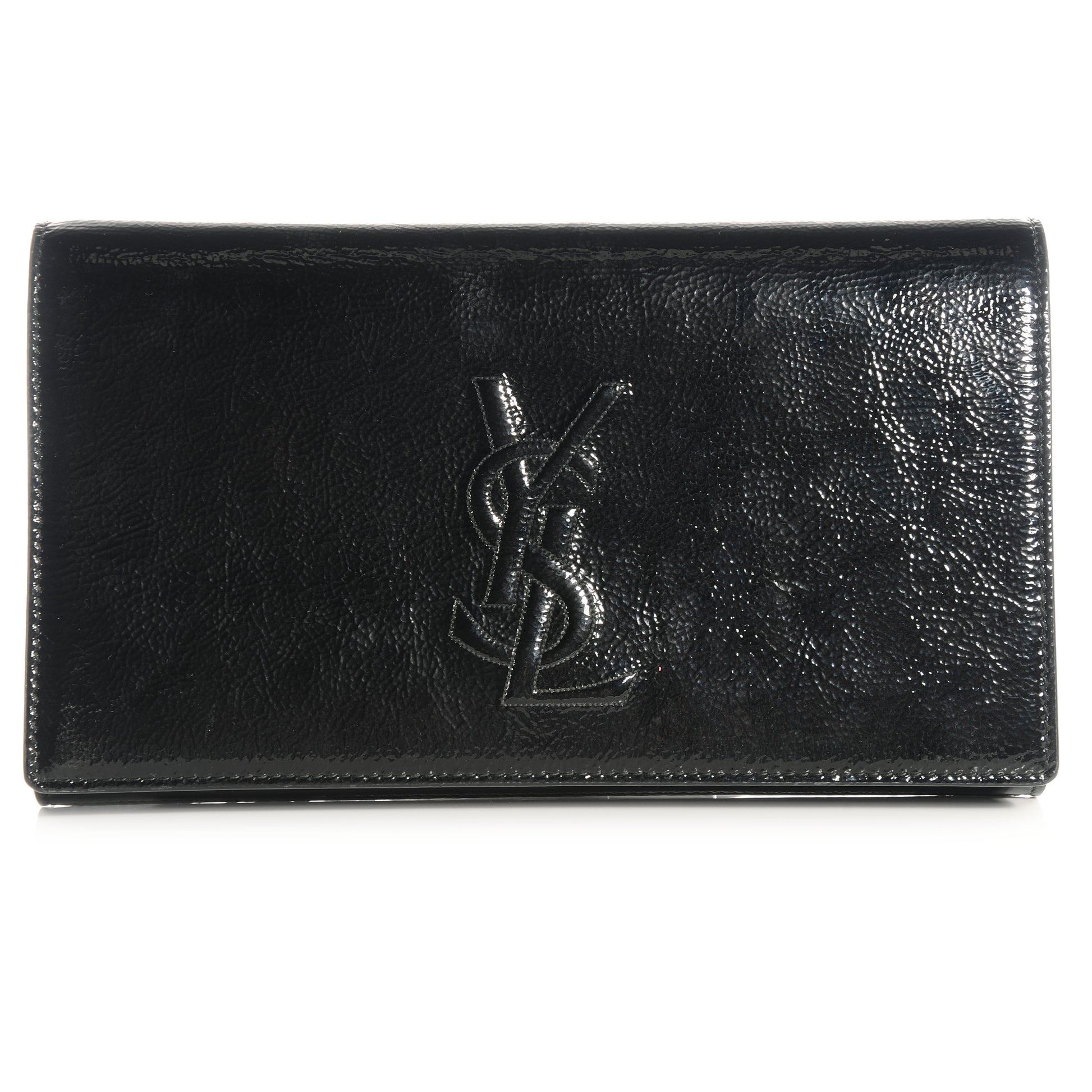 Saint Laurent Textured Patent Monogram Large Belle De Jour Clutch Black 1 of 7