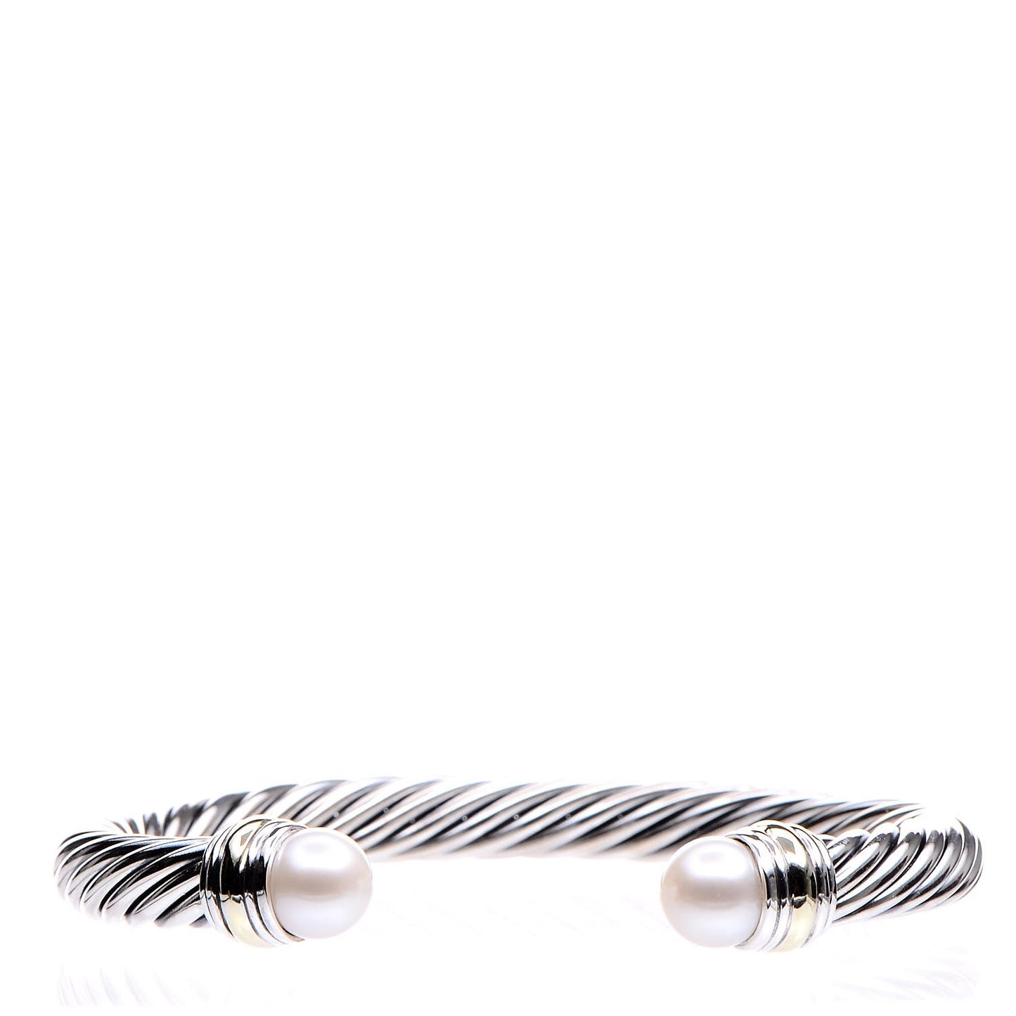 Sterling Silver 14K Yellow Gold Pearl 7mm Cable Classics Bracelet