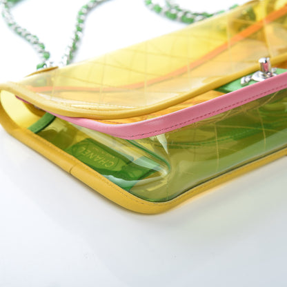 Chanel PVC Lambskin Stitched Medium Coco Splash Flap Yellow Green Pink 10 of 11