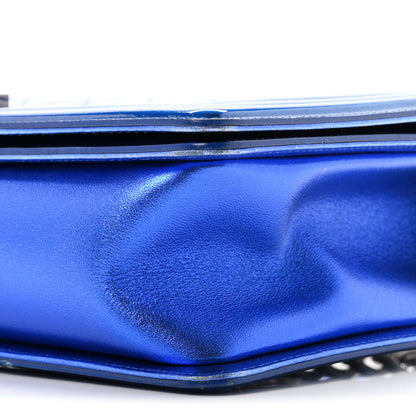 Chanel Metallic Patent Quilted New Medium Boy Flap Blue 10 of 12