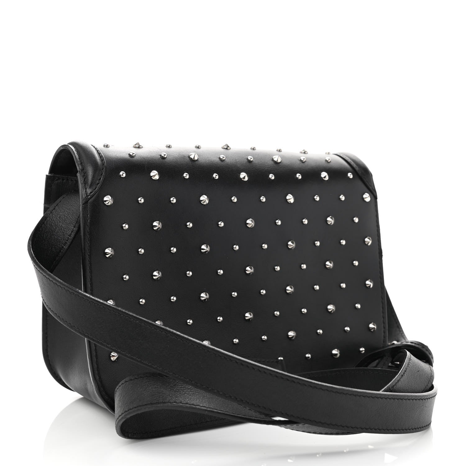 Alexander McQueen Calfskin Studded Small Padlock Crossbody Bag Black 2 of 10