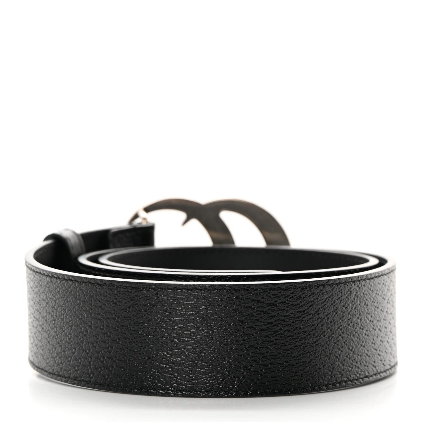 Textured Dollar Calfskin Nickel Double G 40mm Belt 80 32 Black
