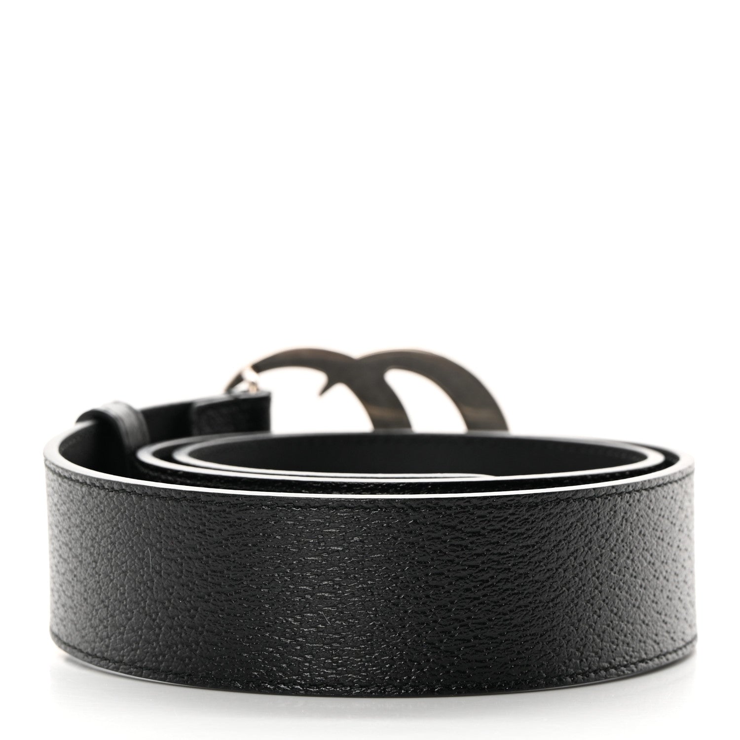 Gucci Textured Dollar Calfskin Nickel Double G 40mm Belt 80 32 Black 2 of 6