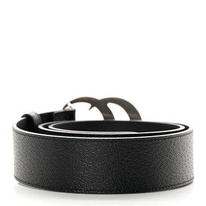 Gucci Textured Dollar Calfskin Nickel Double G 40mm Belt 80 32 Black 2 of 6