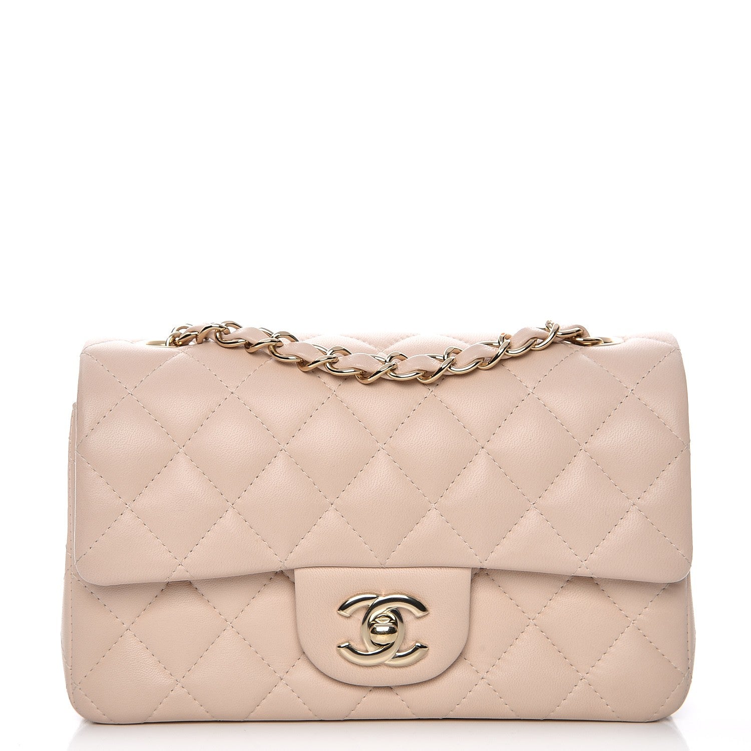 Chanel Lambskin Quilted Mini Rectangular Flap Light Beige 1 of 12