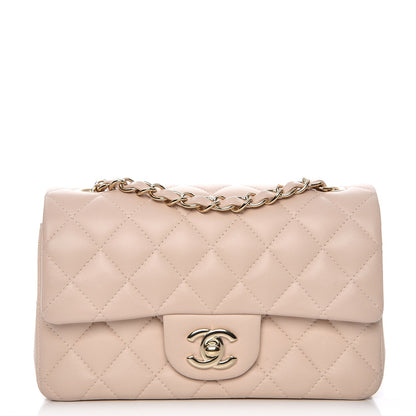 Chanel Lambskin Quilted Mini Rectangular Flap Light Beige 1 of 12