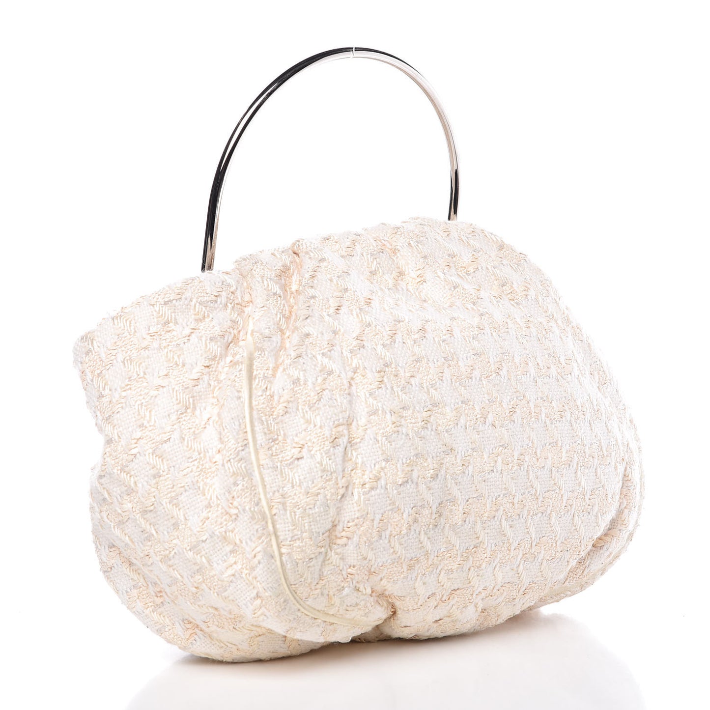 Tweed Boucle Knitting Bag Ivory