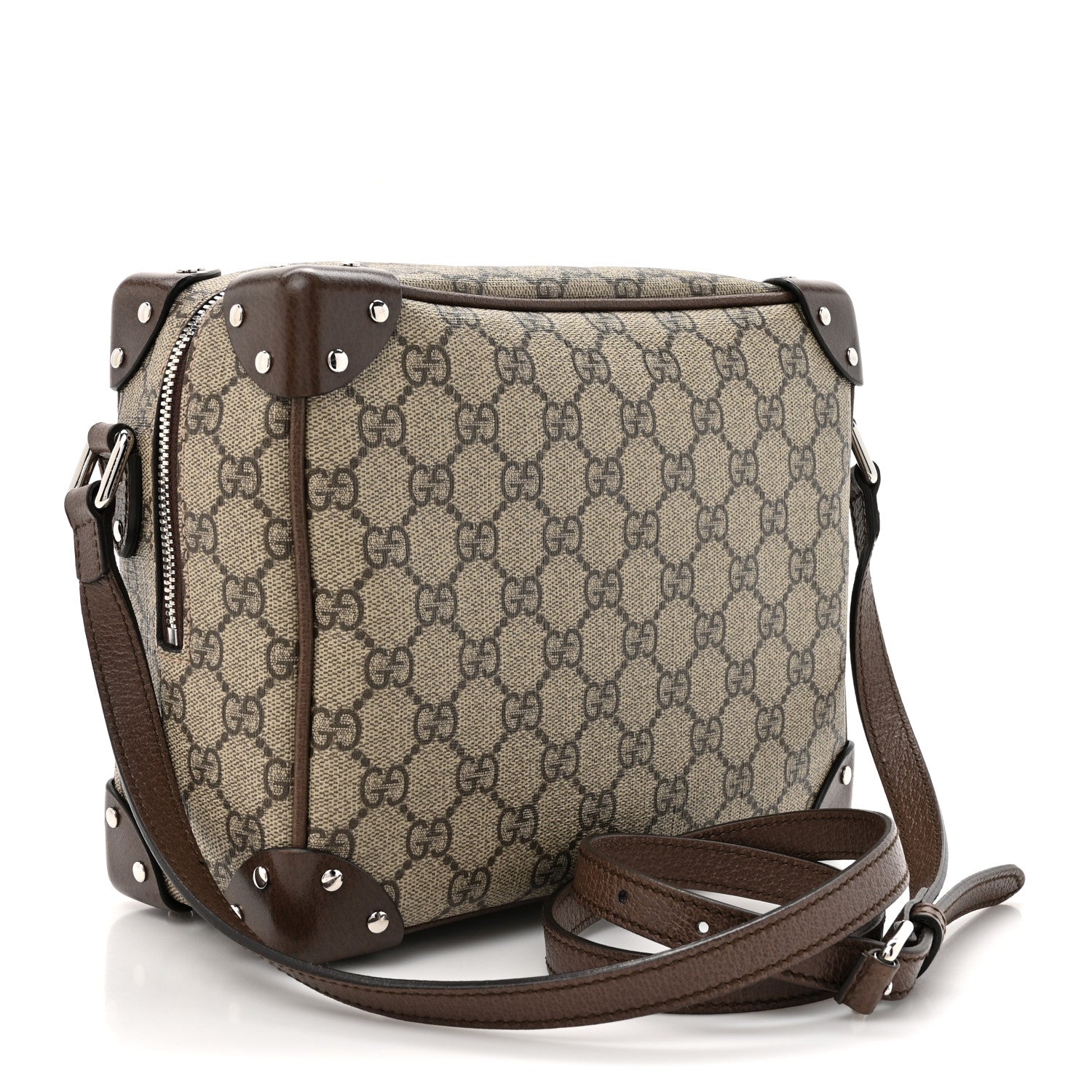Gucci GG Supreme Monogram Textured Calfskin Square Messenger Bag Beige Ebony New Acero 3 of 13