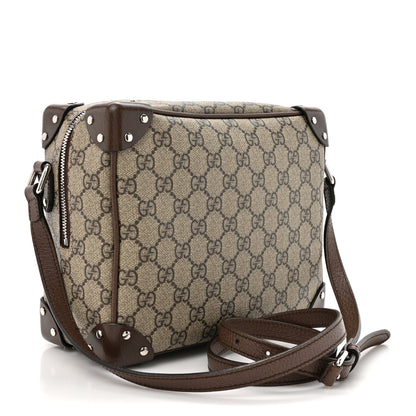 Gucci GG Supreme Monogram Textured Calfskin Square Messenger Bag Beige Ebony New Acero 3 of 13