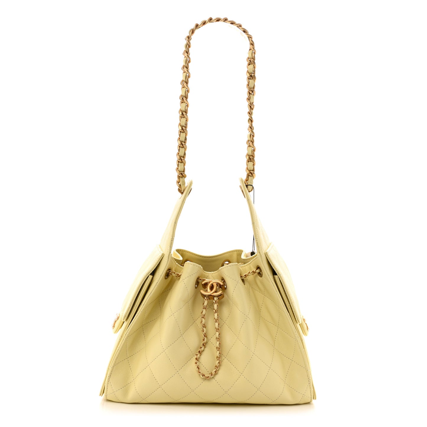 Caviar Quilted Small Chanel 25 Handbag Light Yellow