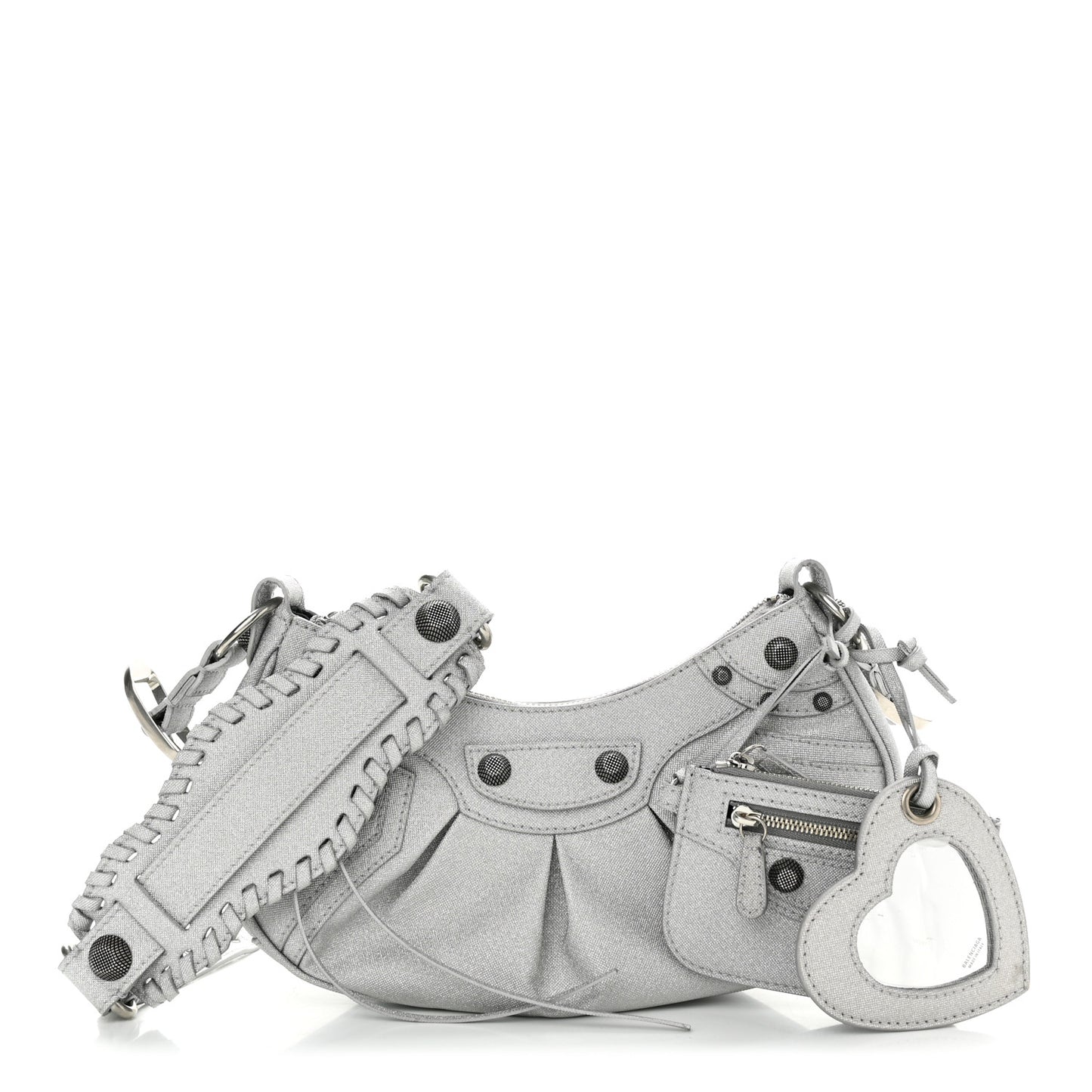 Sparkling Fabric Le Cagole Shoulder Bag XS Silver