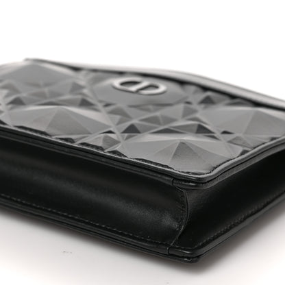 Christian Dior Calfskin Macrocannage Diamond Caro Zipped Pouch With Chain Black 8 of 8