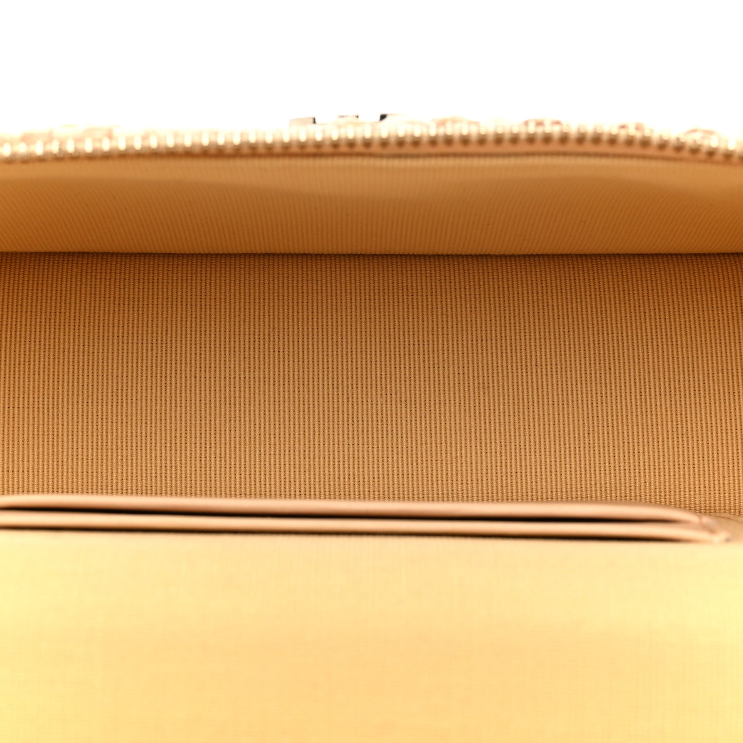 Braided Raffia Quilted Top Handle Slim Vanity Case With Chain Beige