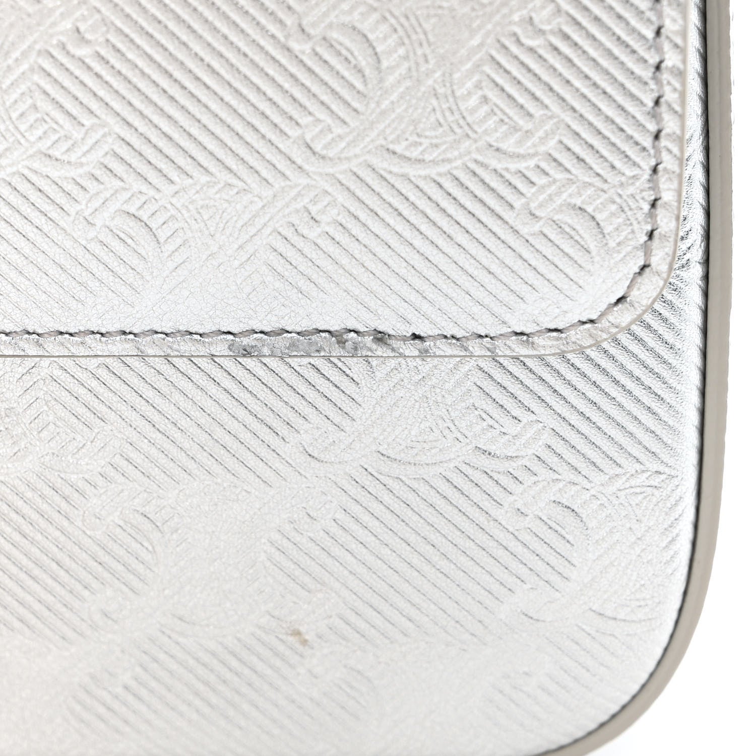 Celine Laminated Calfskin Triomphe Embossed Claude Chain Shoulder Bag Silver 12 of 12