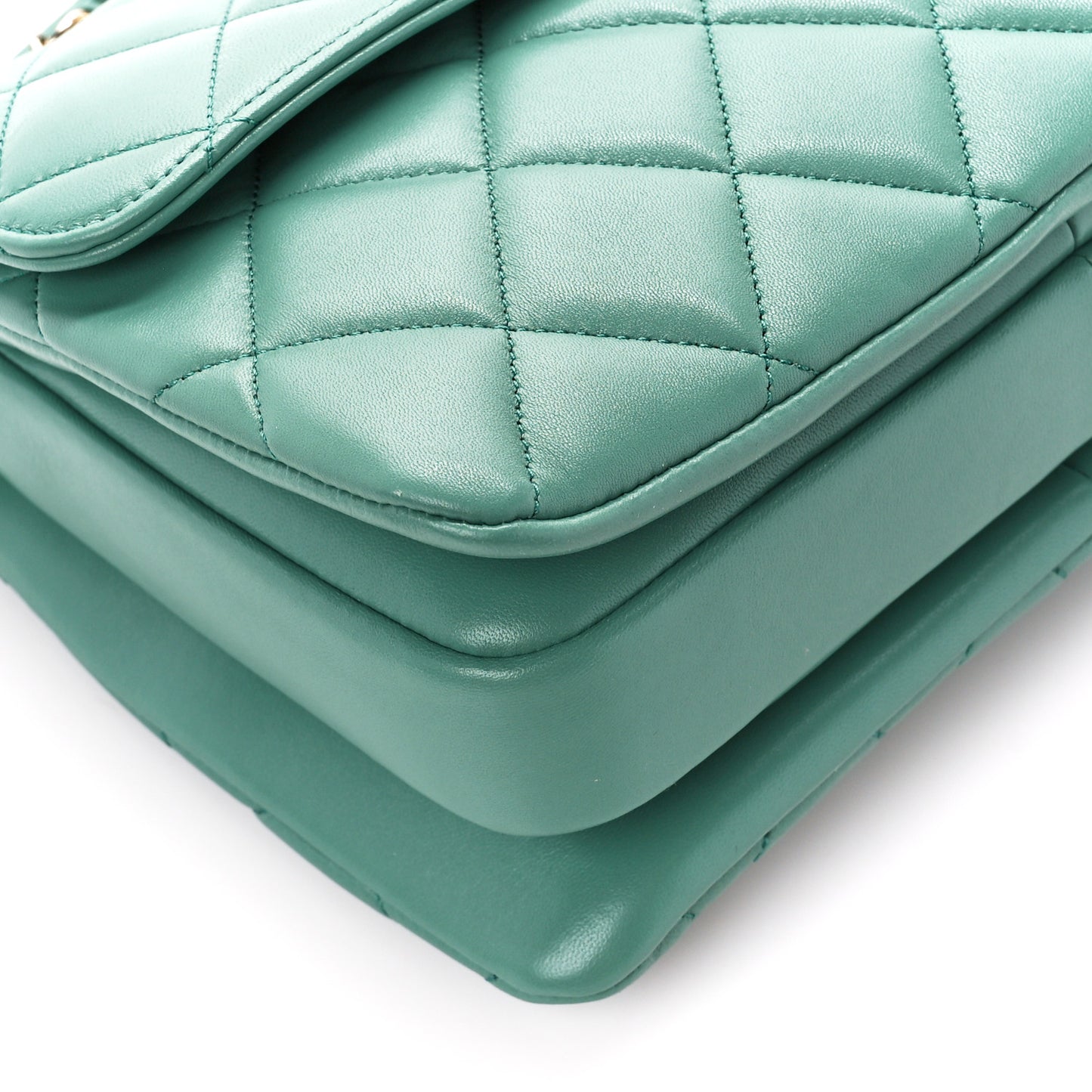 Lambskin Quilted Small Trendy CC Flap Dual Handle Bag Green