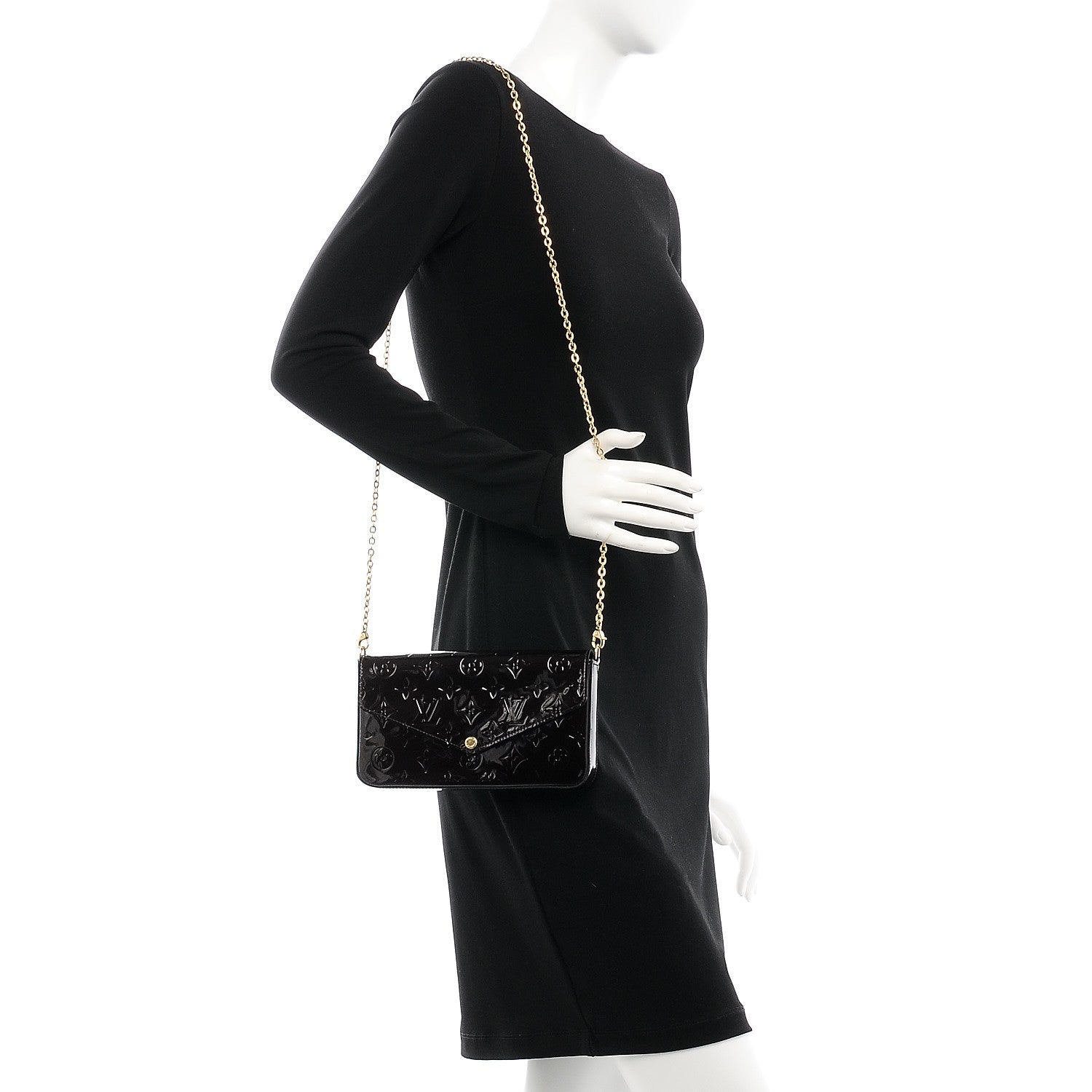 Louis Vuitton Vernis Pochette Felicie Chain Wallet Amarante 2 of 10