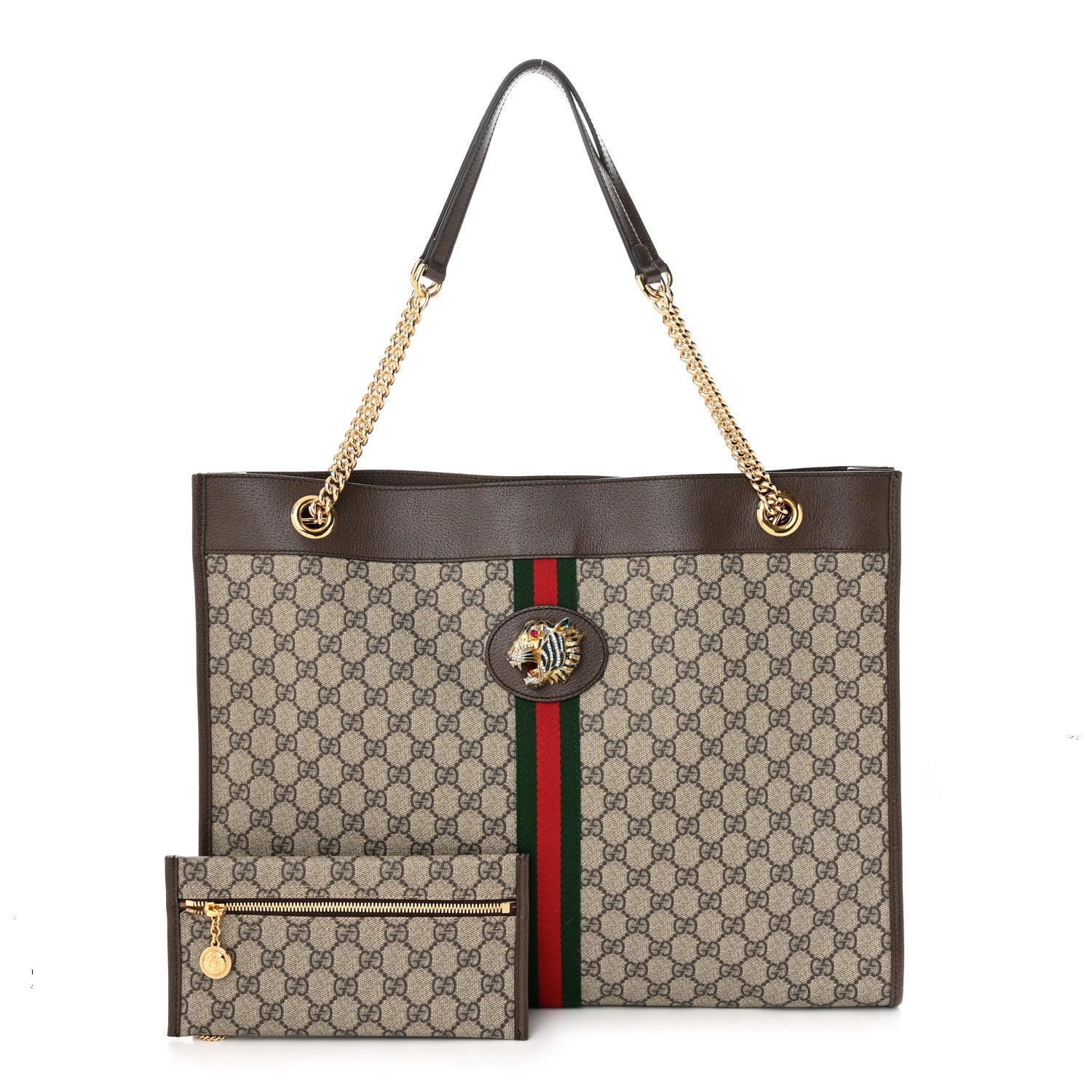 Gucci GG Supreme Monogram Large Rajah Chain Tote Beige New Acero 1 of 14