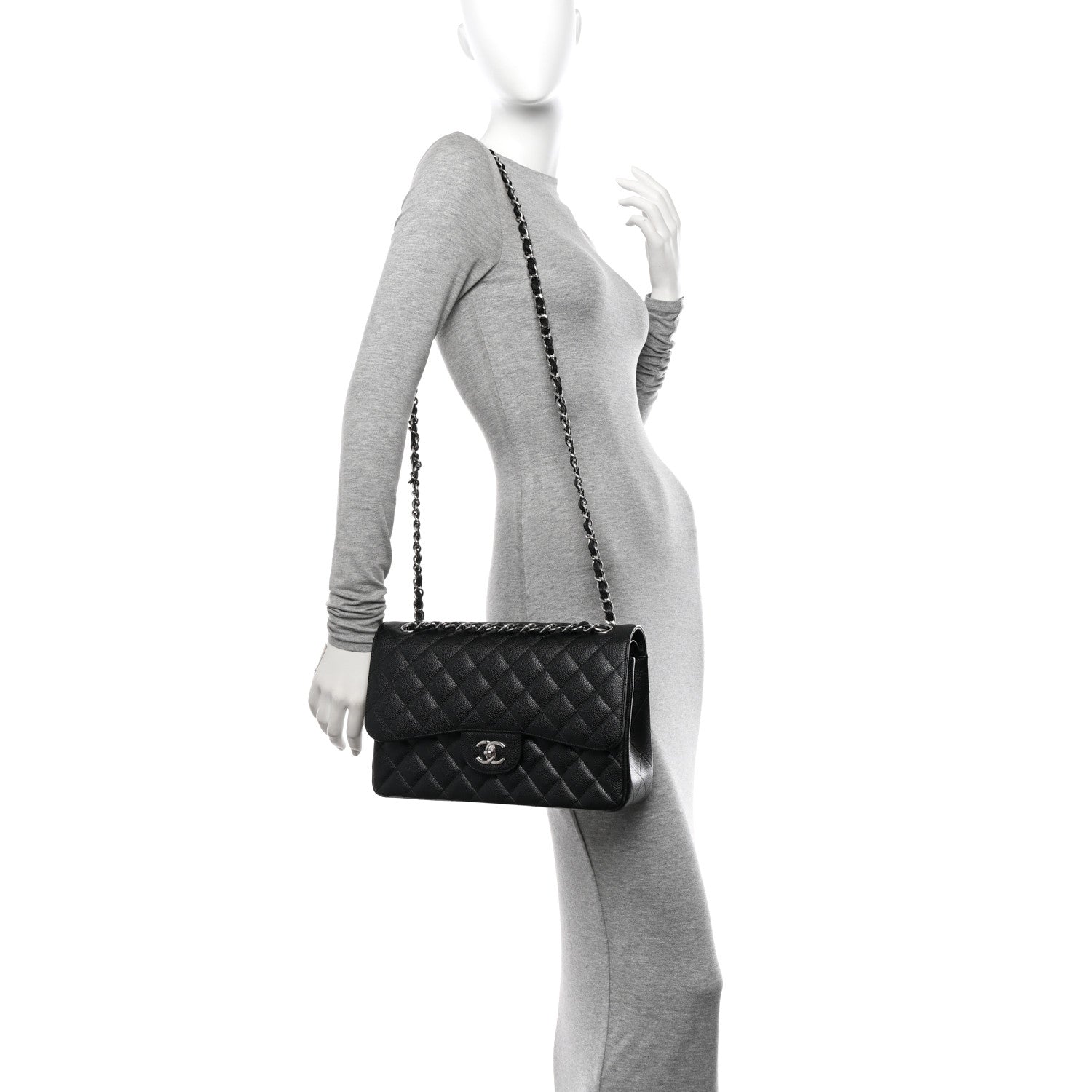Chanel Caviar Quilted Jumbo Double Flap Black 3 of 10