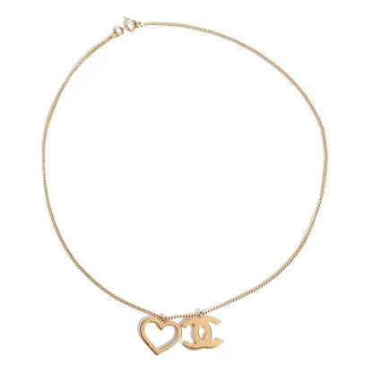 Chanel Heart CC Charm Necklace Gold 1 of 4