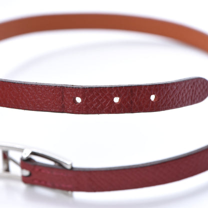 Hermes Epsom Behapi Double Tour Bracelet S Rouge Casaque Orange 6 of 6