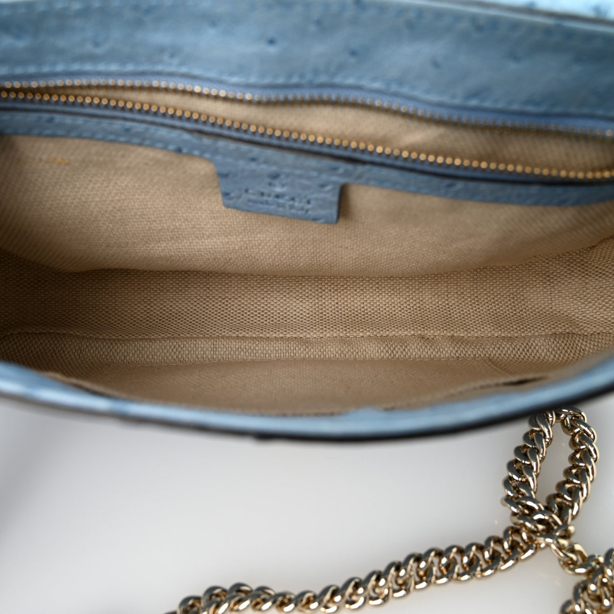 Ostrich Medium Soho Flap Crossbody Blue